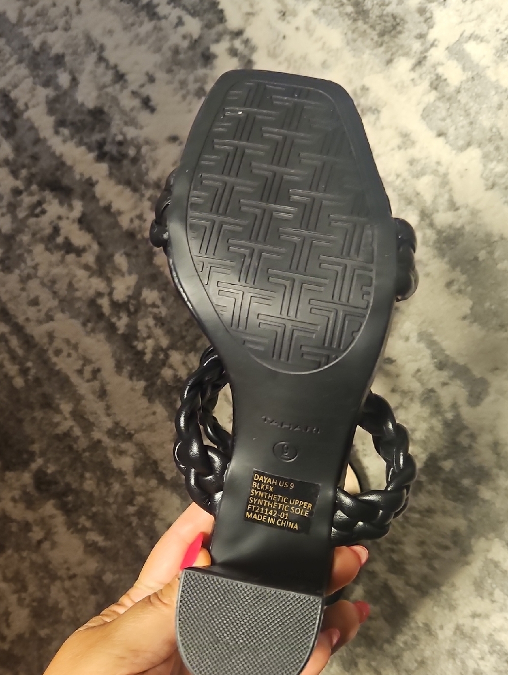 Tahari Black Braided Double-Strap Slide Mules - Picture 3 of 5
